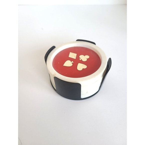 RETRO COASTER SET HEARTS CLUBS SPADES DIAMONS MOTIF - Picture 1 of 5